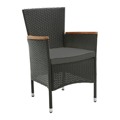 Kordoba Rattan Garden Furniture Set with Dining Table and 8 Chairs - Black / Oak