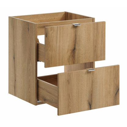 Dove 2 Drawer Bathroom Cabinet Vanity Unit with Built-In Basin 50cm - Evoke Oak