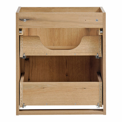 Dove 2 Drawer Bathroom Cabinet Vanity Unit with Rectangular Worktop Basin 50cm - Evoke Oak