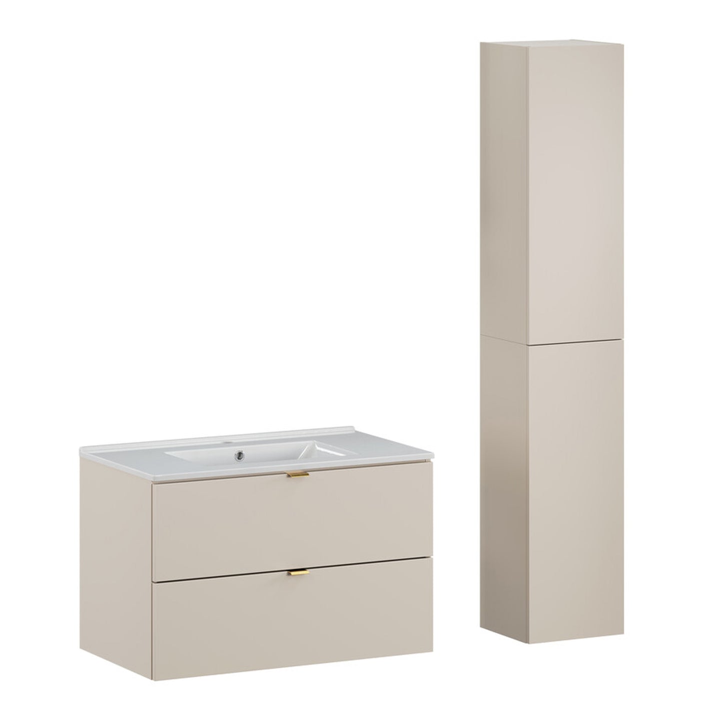 Dalia Bathroom Set 80cm with Basin and Tall Unit - Cashmere