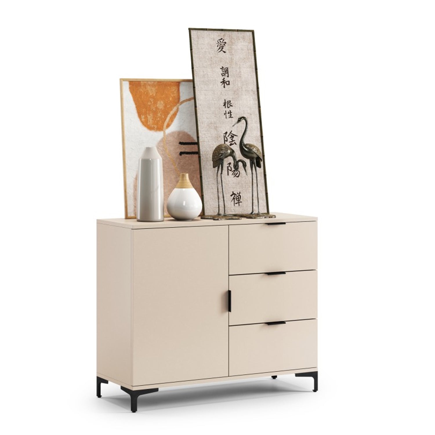 Lana Modern Sideboard with Drawers and Cabinet – Beige