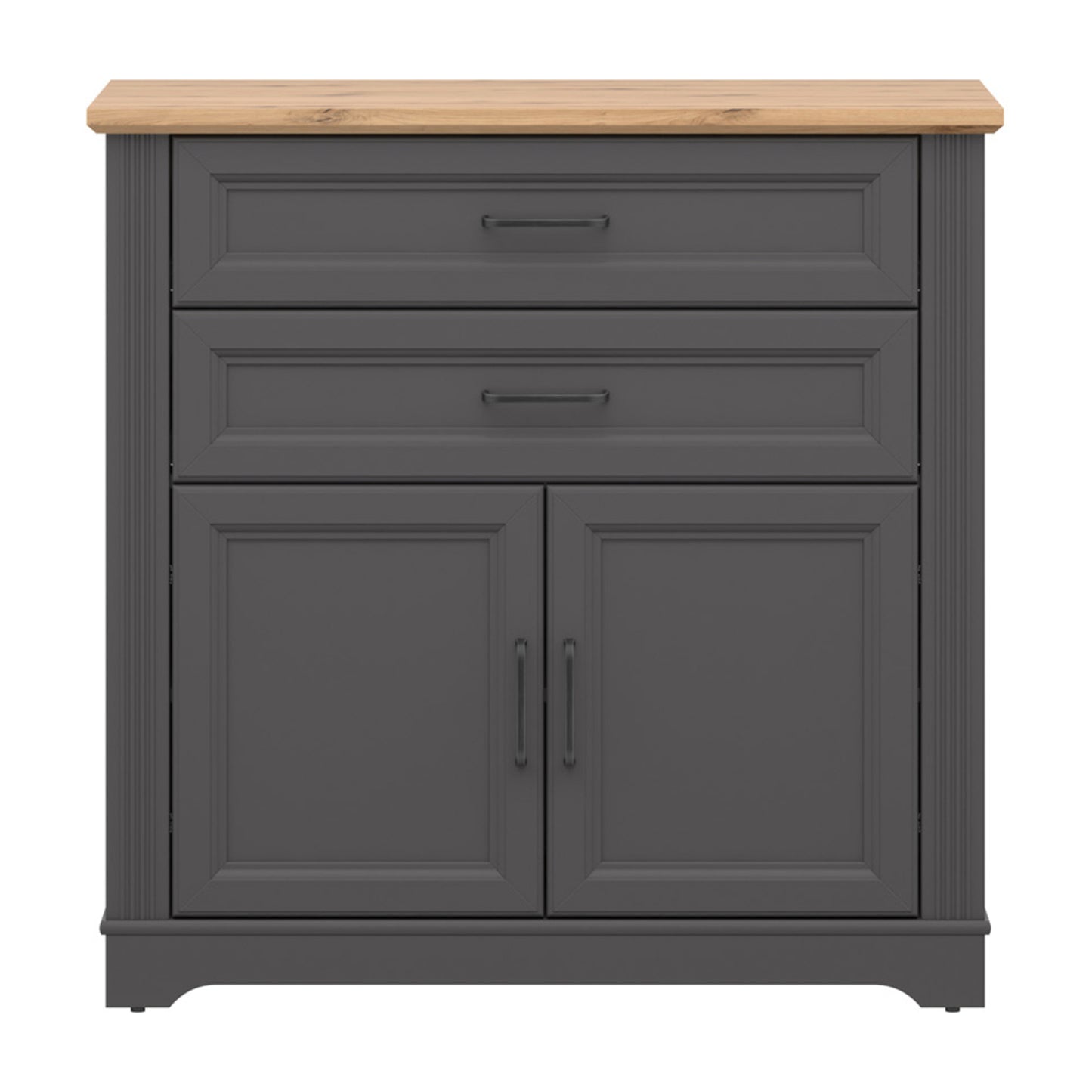 Toya Compact Sideboard Cabinet with Drawers and Cupboards - Graphite / Artisan Oak