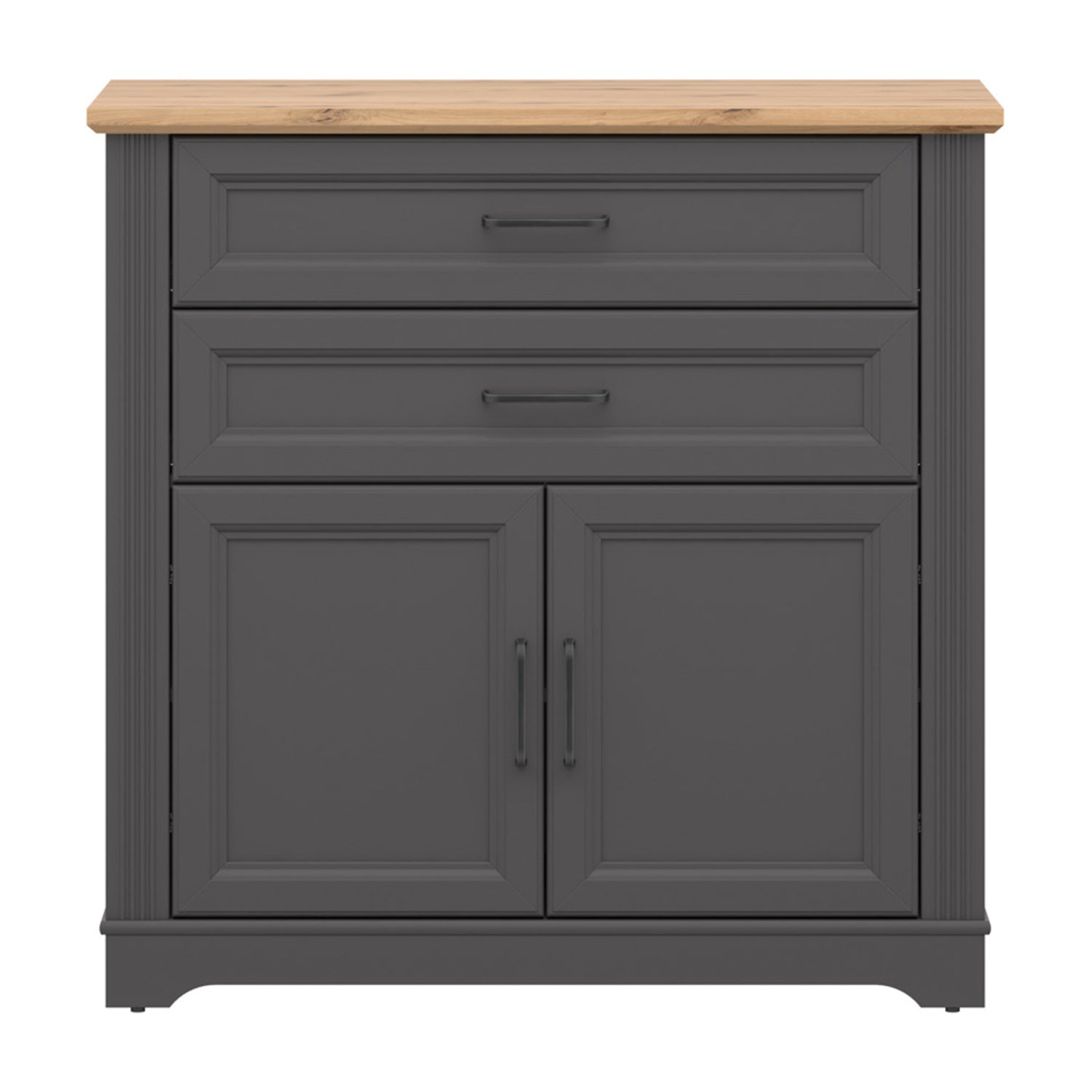 Toya Compact Sideboard Cabinet with Drawers and Cupboards - Graphite / Artisan Oak