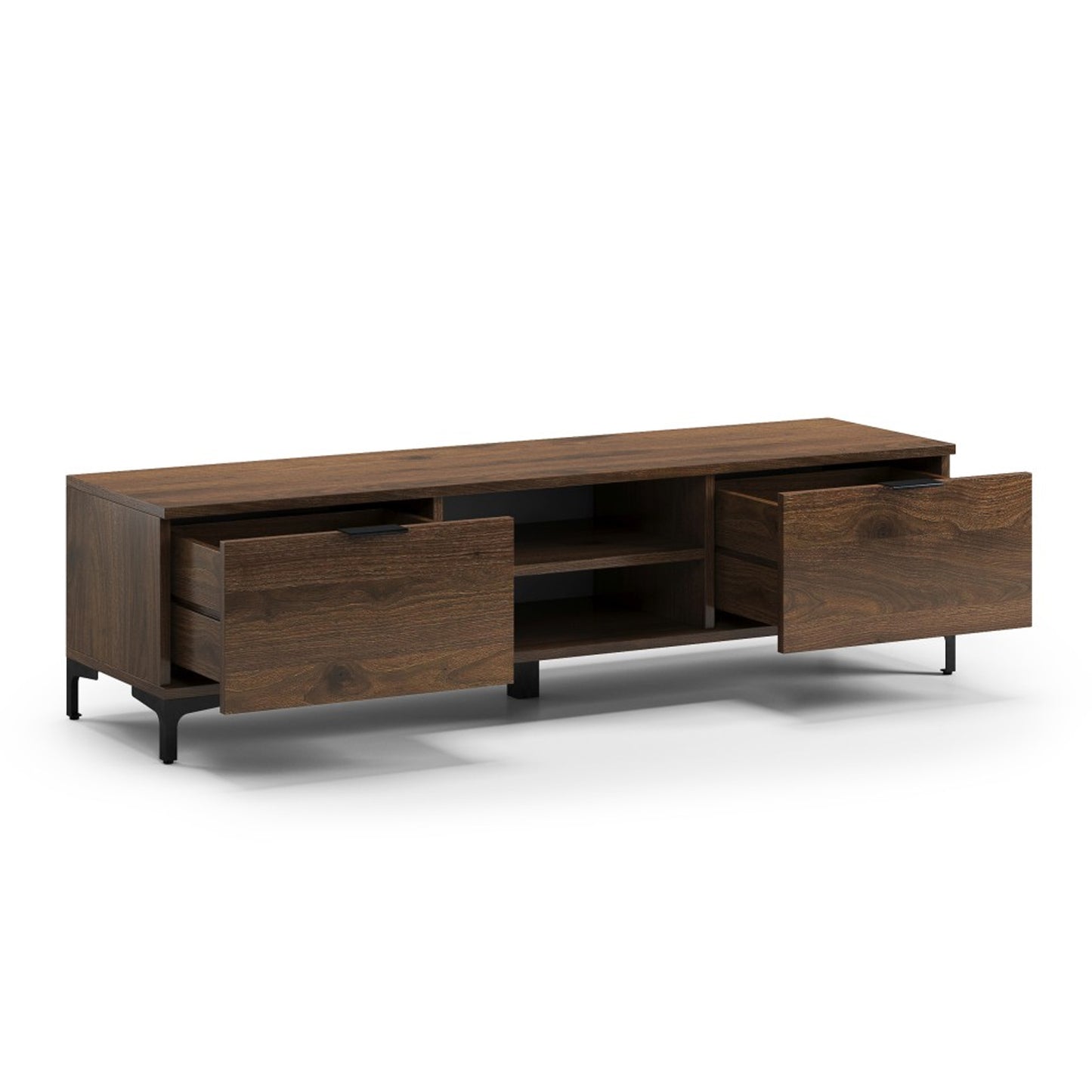 Lana Modern TV Stand with Open Shelving - Elegant Walnut