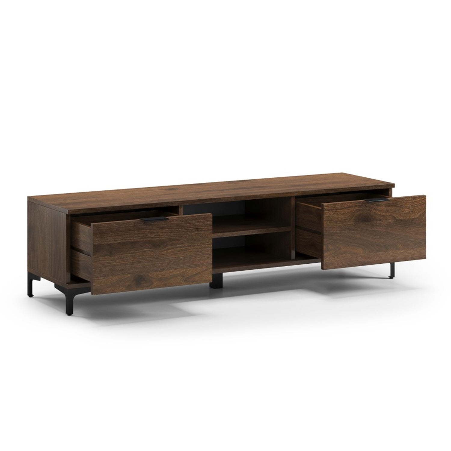 Lana Modern TV Stand with Open Shelving - Elegant Walnut
