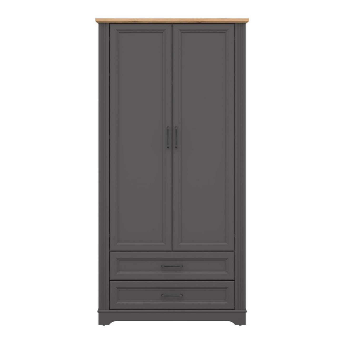 Toya Tall Storage Wardrobe with Drawers - Graphite / Artisan Oak
