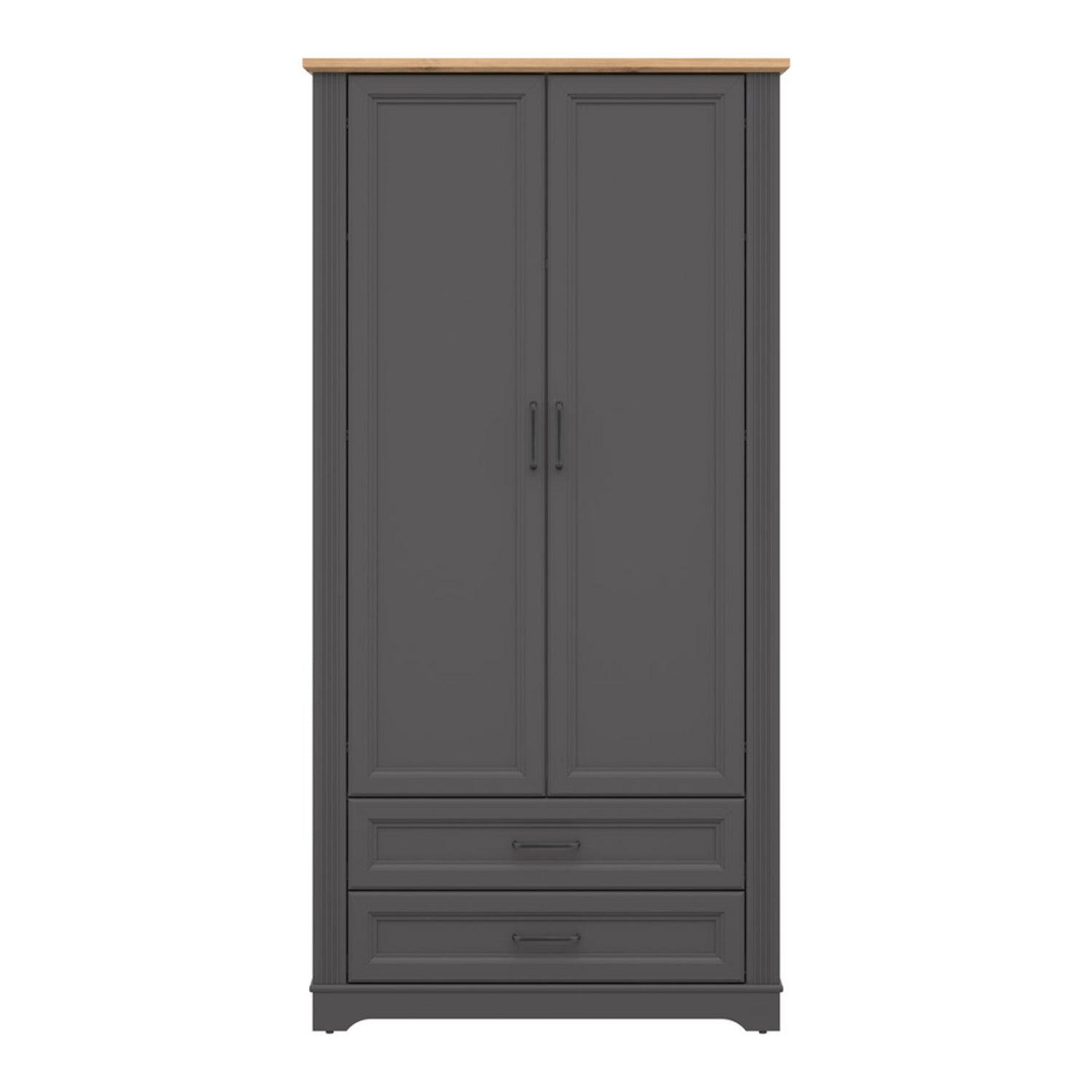Toya Tall Storage Wardrobe with Drawers - Graphite / Artisan Oak