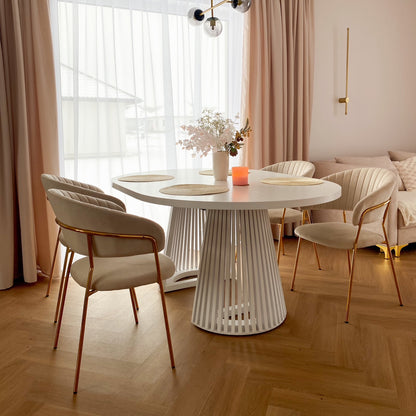 Ruston Round Extendable Table with Slats - White