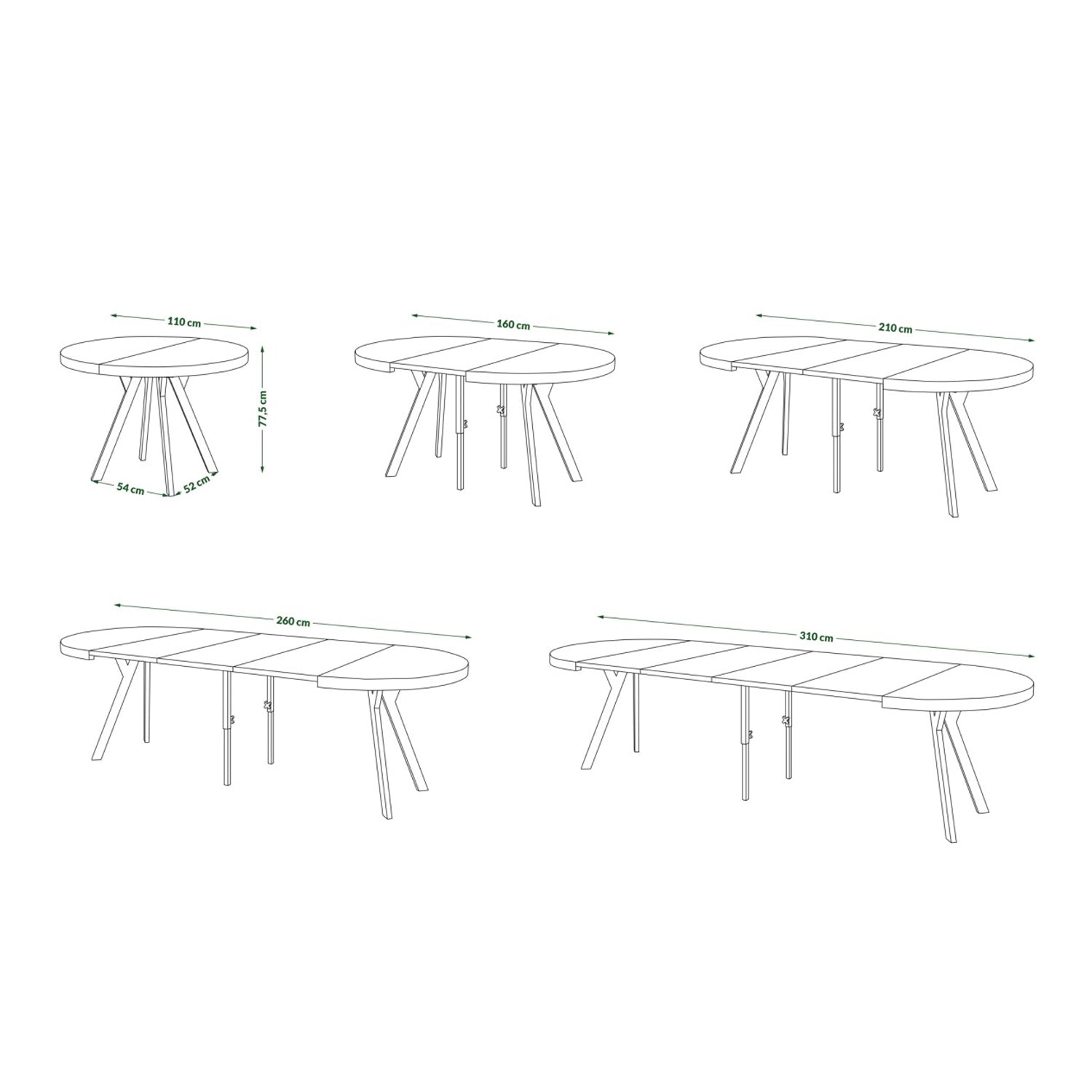 Expanso Round Extendable Dining Table with Y-Legs Loft - American Oak / Black