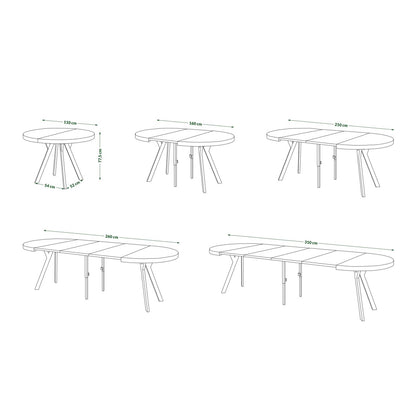 Expanso Round Extendable Dining Table with Y-Legs Loft - American Oak / Black