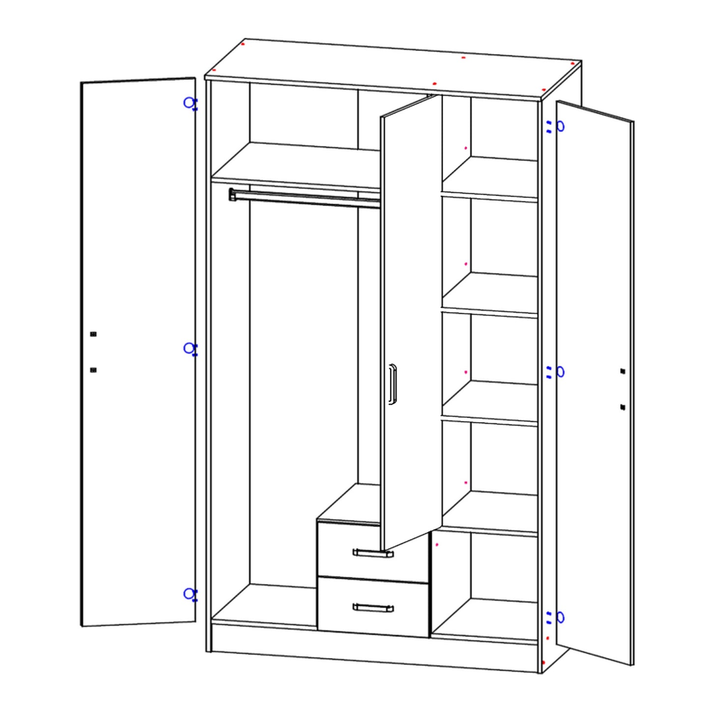 Theda Wardrobe with Mirror and Drawers - Artisan Oak