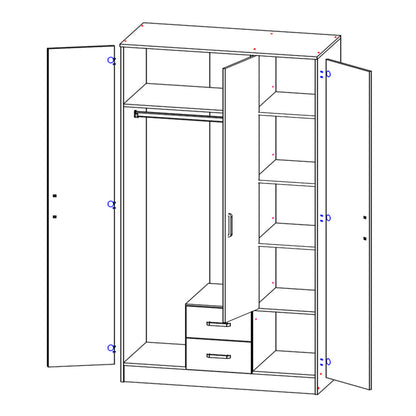 Theda Wardrobe with Mirror and Drawers - Artisan Oak
