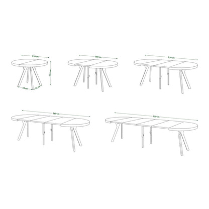Expanso Round Extendable Dining Table with Y-Legs Loft - Brown Oak / Black
