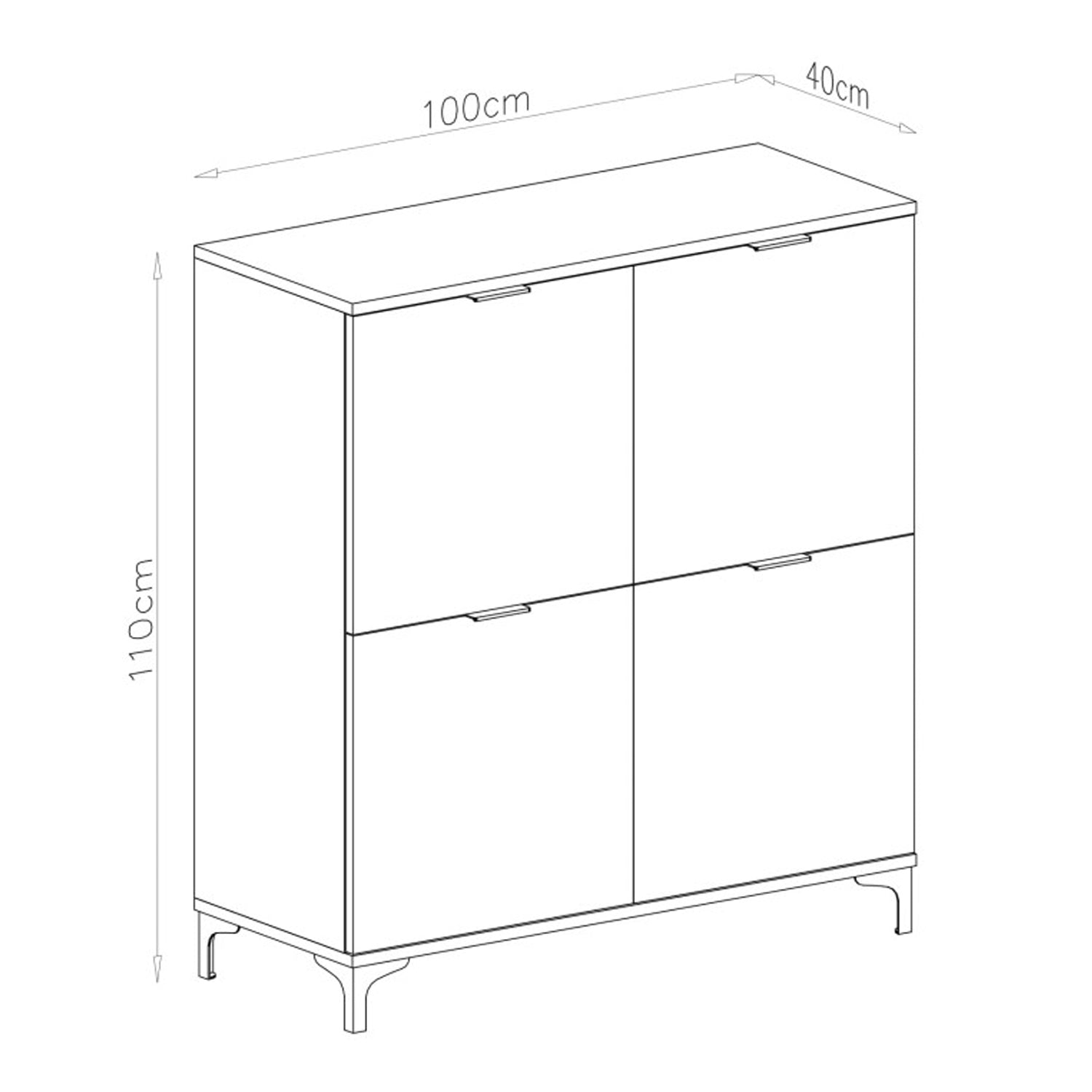 Lana Modern Sideboard with Four Doors - Beige