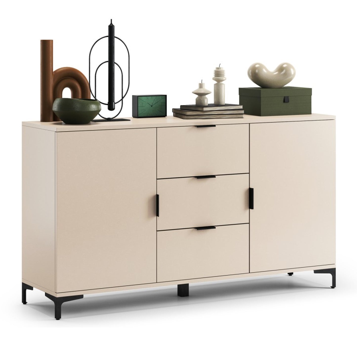 Lana Modern Storage Sideboard with Cabinets and Drawers - Beige