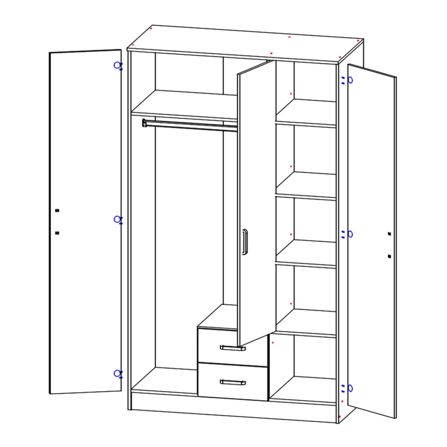 Theda Wardrobe with Mirror and Drawers - Cashemere