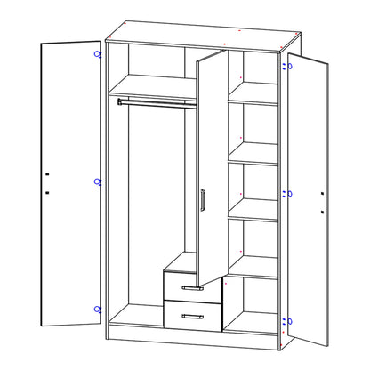 Theda Wardrobe with Mirror and Drawers - Cashemere