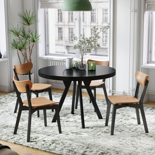 Expanso Round Extendable Dining Table with Y-Legs Loft - Black Matt