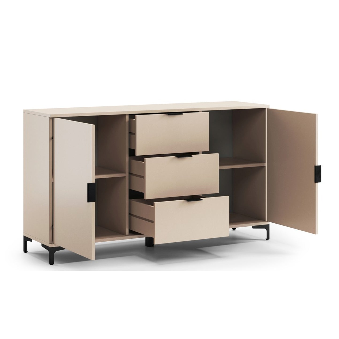 Lana Modern Storage Sideboard with Cabinets and Drawers - Beige