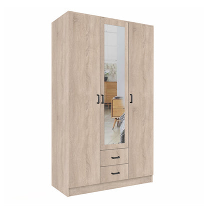 Theda Wardrobe with Mirror and Drawers - Sonoma Oak