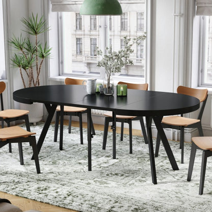 Expanso Round Extendable Dining Table with Y-Legs Loft - Black Matt