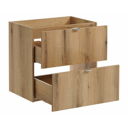 Dove 2 Drawer Bathroom Cabinet Vanity Unit with Built-In Basin 60cm - Evoke Oak