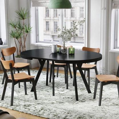 Expanso Round Extendable Dining Table with Y-Legs Loft - Black Matt