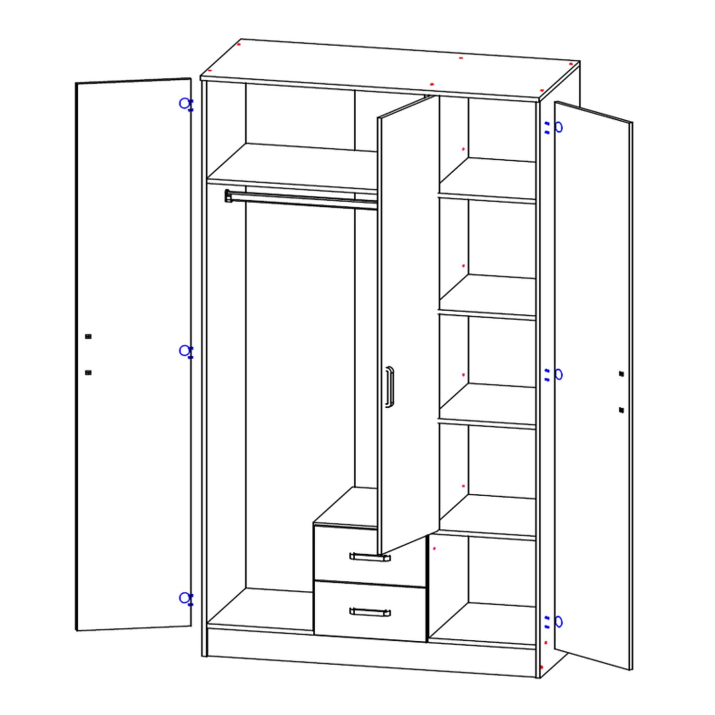 Theda Wardrobe with Mirror and Drawers - Sonoma Oak