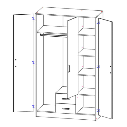 Theda Wardrobe with Mirror and Drawers - Sonoma Oak