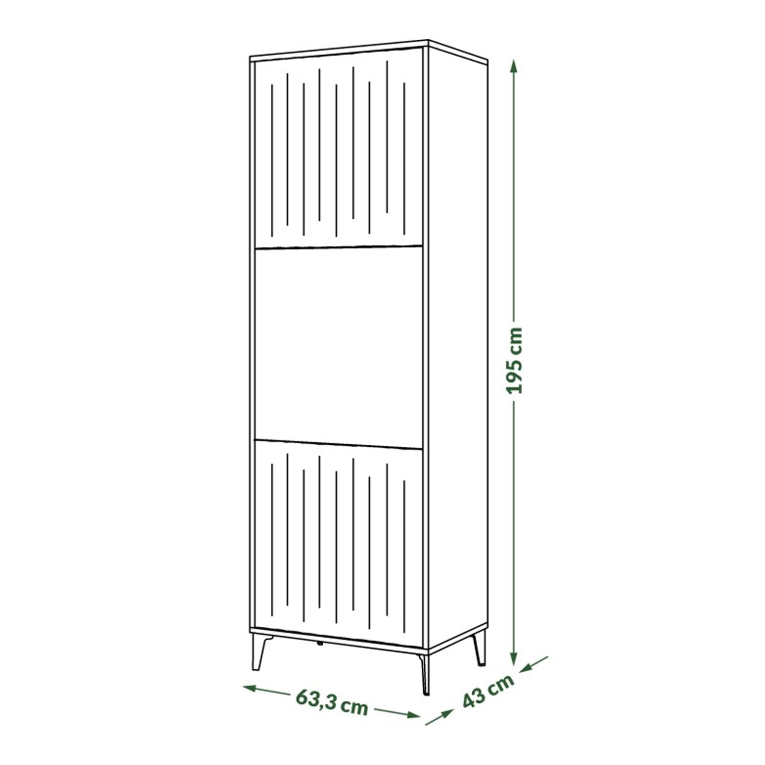 Rimini Premium Tall Cabinet with Textured Fronts - Elegant Oak / Black