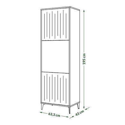 Rimini Premium Tall Cabinet with Textured Fronts - Elegant Oak / Black