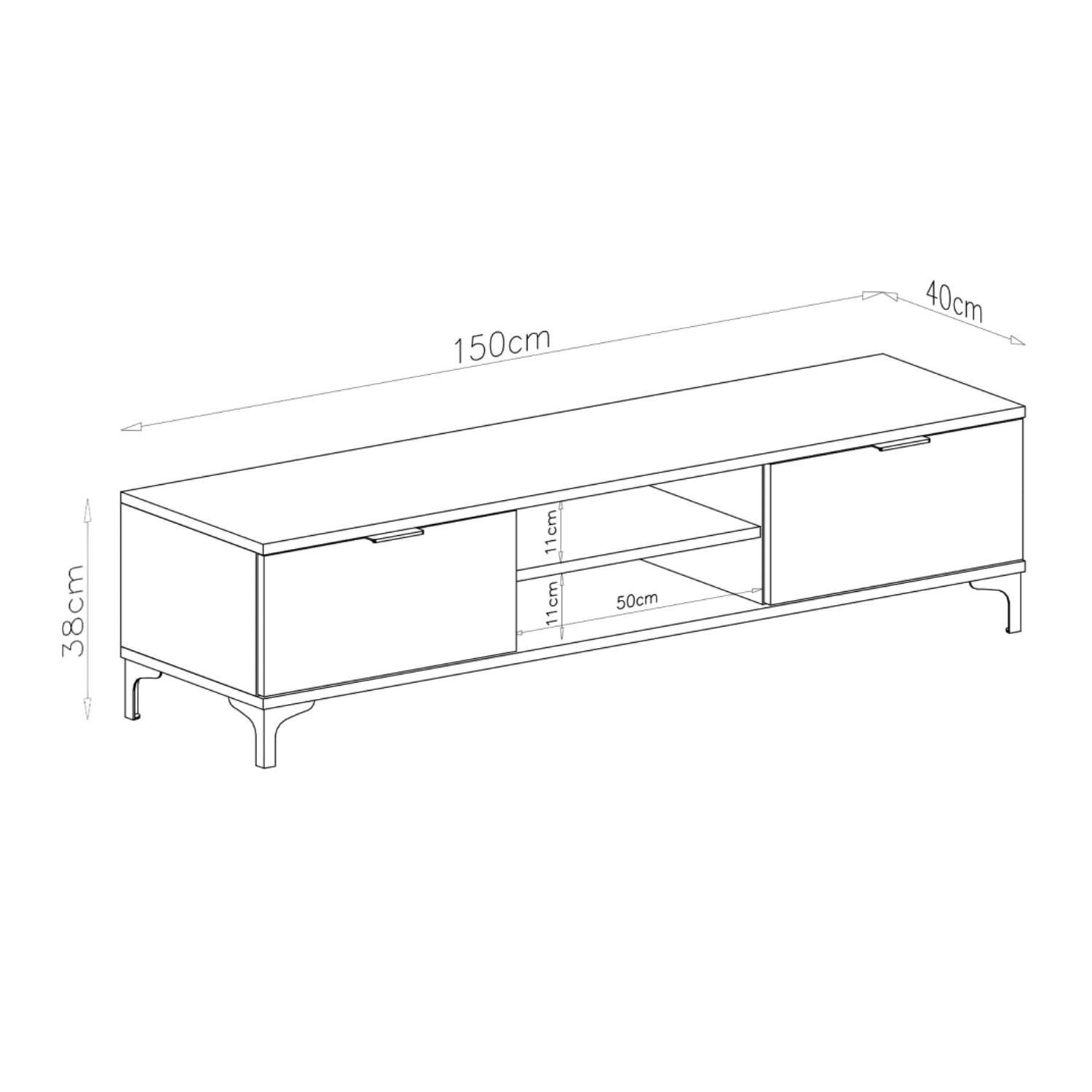 Lana Modern TV Stand with Open Shelving - Elegant Walnut
