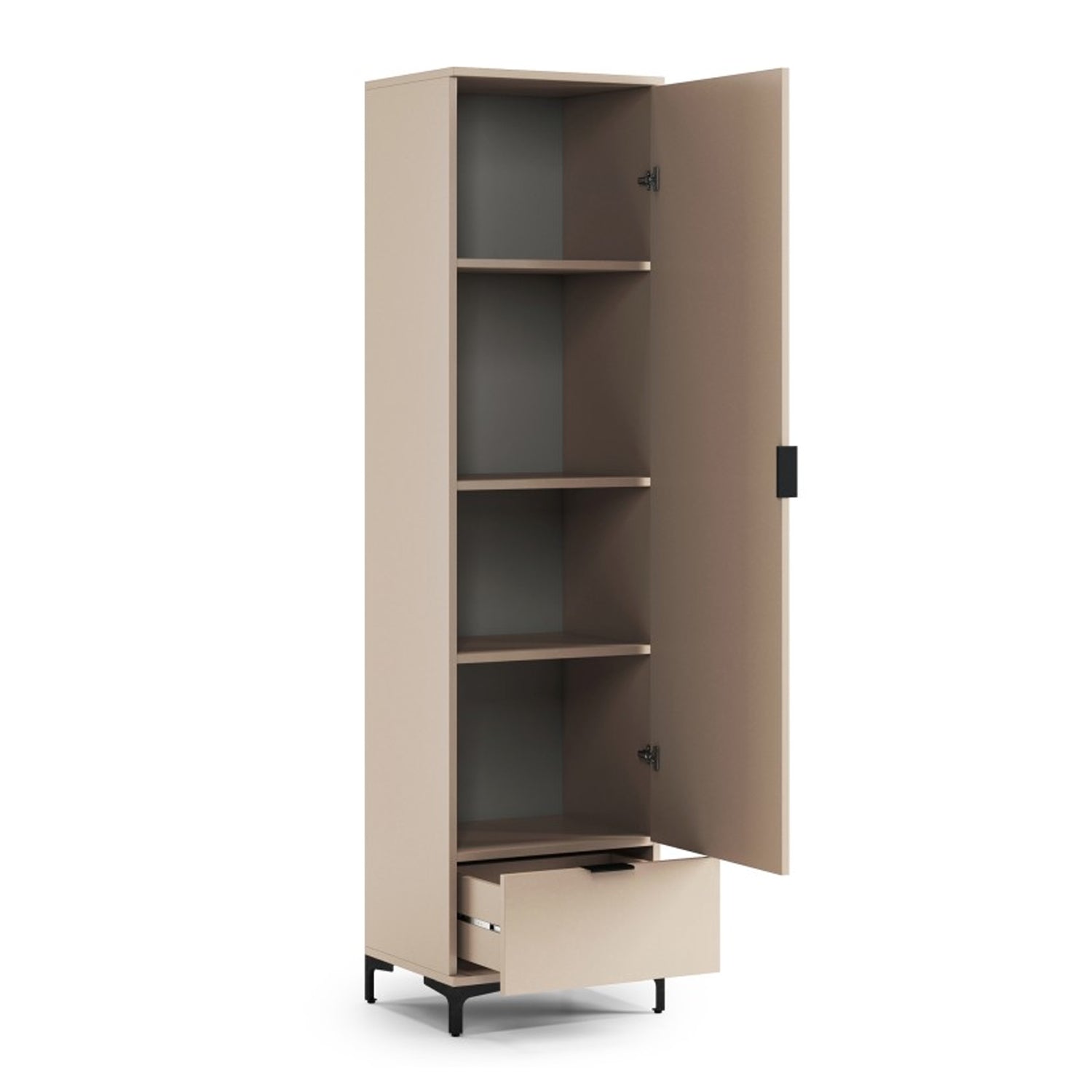 Lana Modern Tall Cabinet with Door and Drawer – Beige