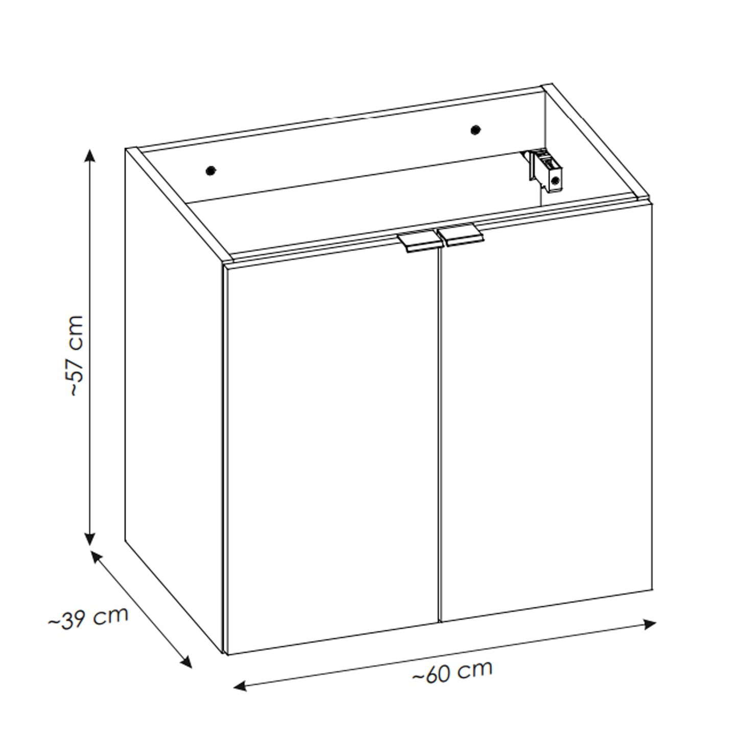 Dove Bathroom Vanity Cabinets Set with Round Worktop Basin 60cm and Tall Cabinet 2DT - Evoke Oak