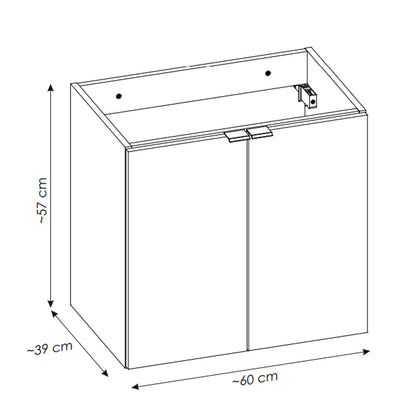 Dove Bathroom Vanity Cabinets Set with Round Worktop Basin 60cm and Tall Cabinet 2DT - Evoke Oak