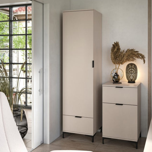Lana Modern Tall Cabinet with Door and Drawer – Beige