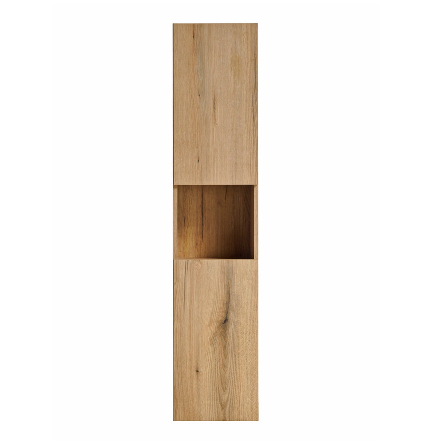 Dove Bathroom Vanity Cabinets Set with Round Worktop Basin 60cm and Tall Cabinet 2DT - Evoke Oak