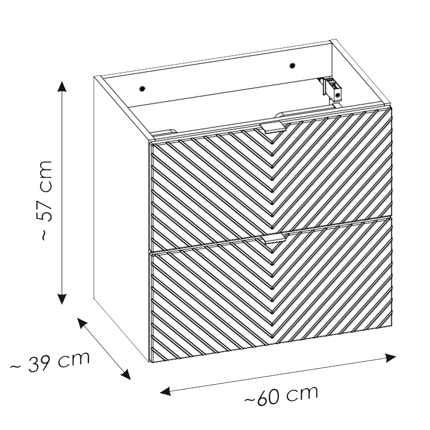 Viva Wall-Mounted 2 Bathroom Vanity Cabinets Set with Basin 60cm - Cashmere