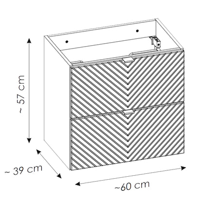 Viva Wall-Mounted 2 Bathroom Vanity Cabinets Set with Basin 60cm - Cashmere