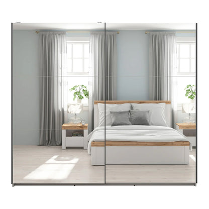 Exter 2 Door Sliding 220cm Wardrobe With Mirror - Cashmere