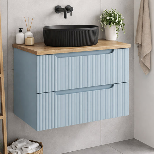 Nova Bathroom Cabinet 60cm with Worktop and Countertop Basin – Baby Blue