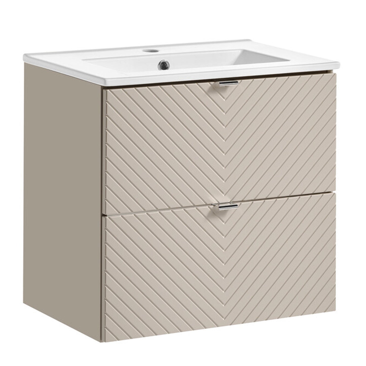 Viva Wall-Mounted 2 Bathroom Vanity Cabinets Set with Basin 60cm - Cashmere