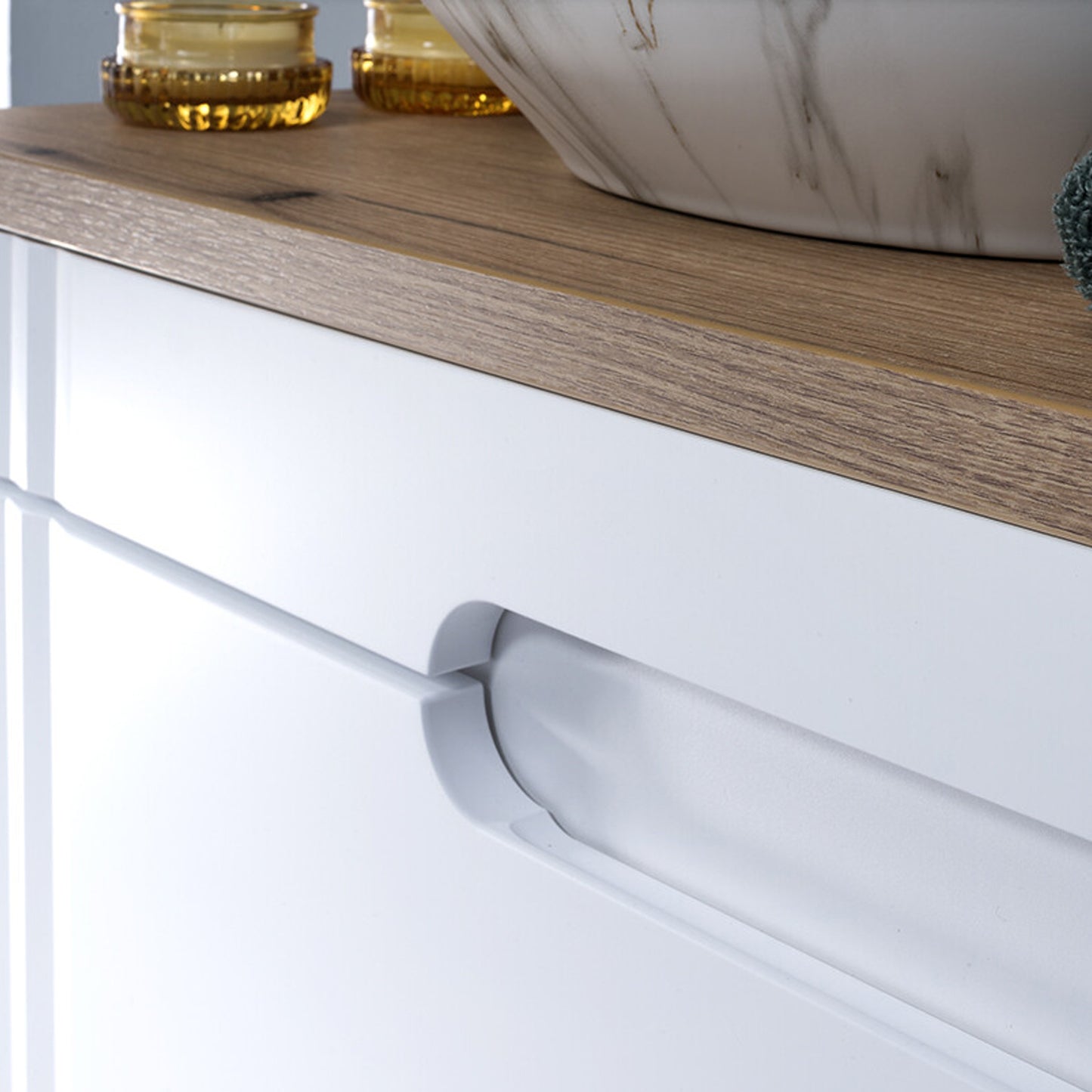 Fija Bathroom Cabinet Vanity Set 80 cm with Oval Basin and Tall Unit - White