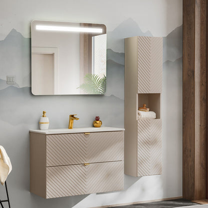 Viva Wall-Mounted 2 Bathroom Vanity Cabinets Set with Basin 80 cm - Cashmere