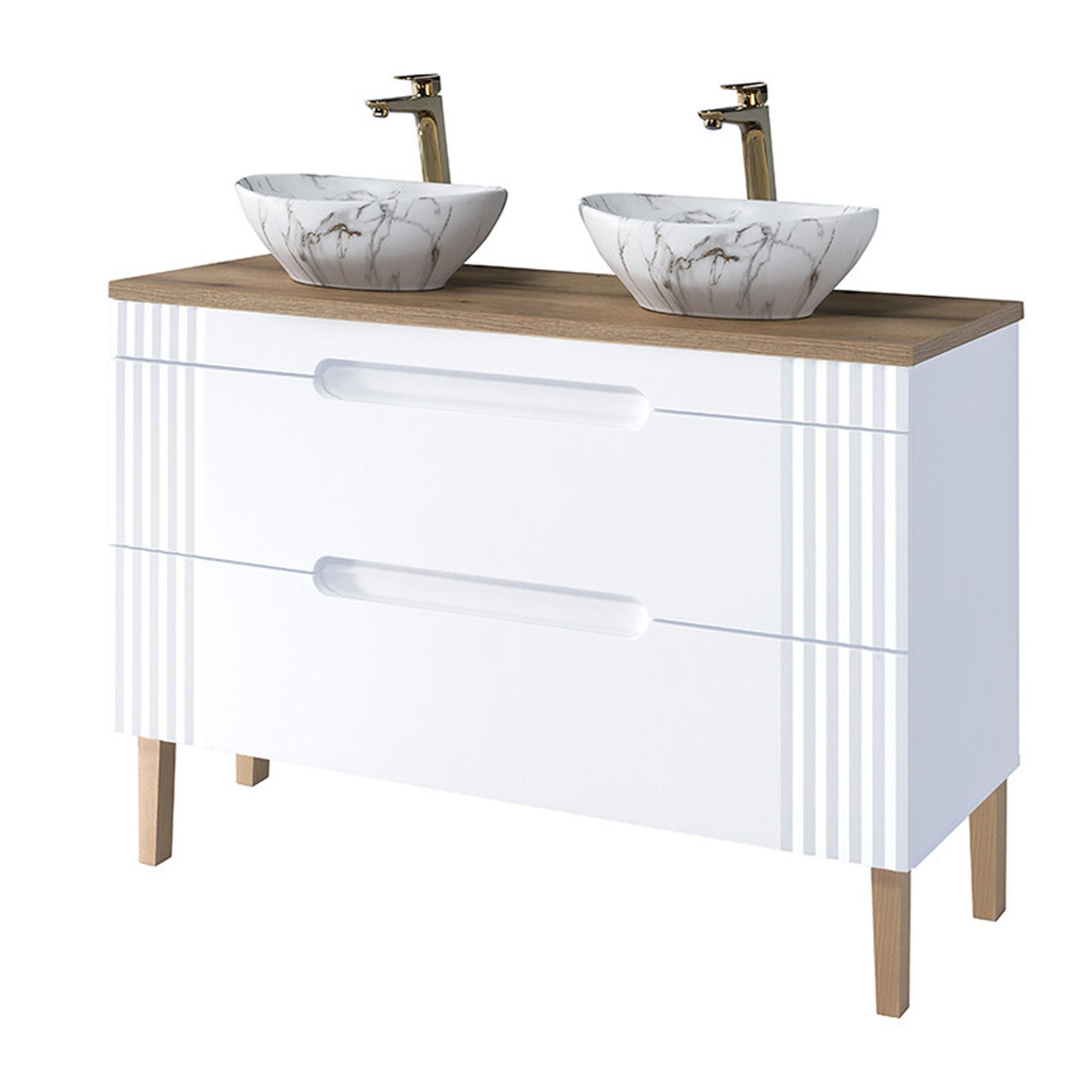 Fija Bathroom Cabinet Vanity Set 120 cm with Oval Basin and Tall Unit - White