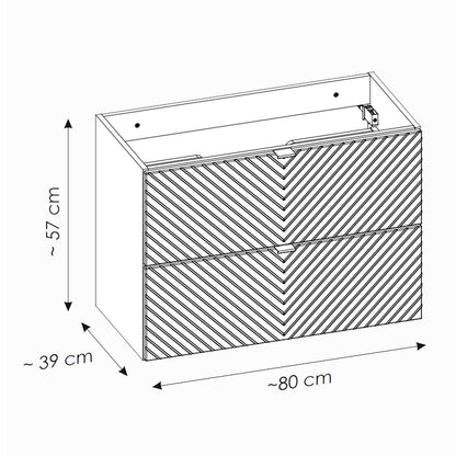 Viva Wall-Mounted 2 Bathroom Vanity Cabinets Set with Basin 80 cm - Cashmere