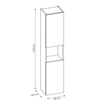 Dove 2 Door Tall Bathroom Cabinet - Evoke Oak