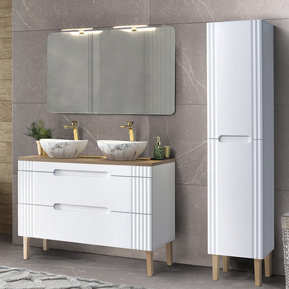Fija Bathroom Cabinet Vanity Set 120 cm with Oval Basin and Tall Unit - White