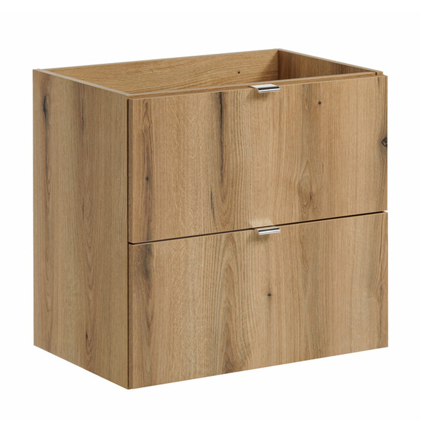 Dove 2 Drawer Bathroom Cabinet Vanity Unit with Built-In Basin 60cm - Evoke Oak