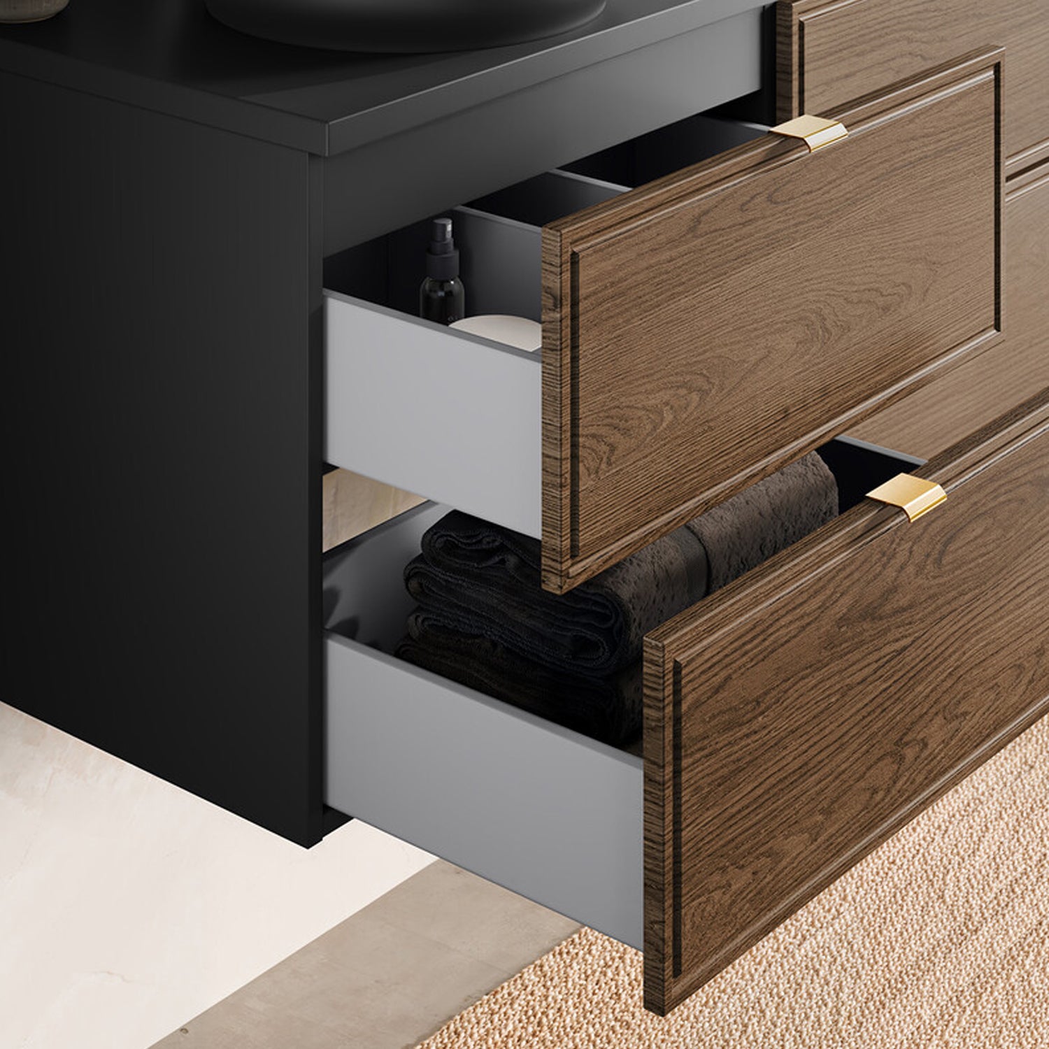 Talia Casella Bathroom Cabinet Vanity Set 60 cm with Basin and tall Unit - Casella Oak